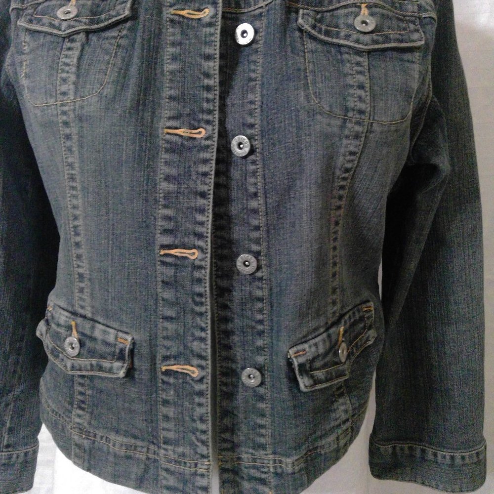 Chico's Platinum Denim Jacket Size 2